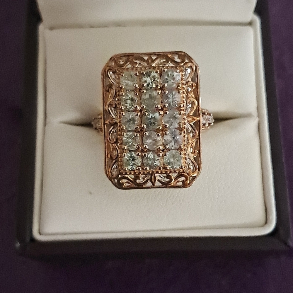 Narsipatnam Alexandrite and Natural White Zircon Cluster Ring